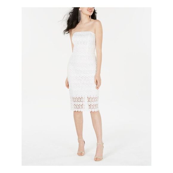 B DARLIN Dresses & Skirts - B DARLIN Womens Sheath Midi Dress White Sleeveless Cocktail Juniors 3\4